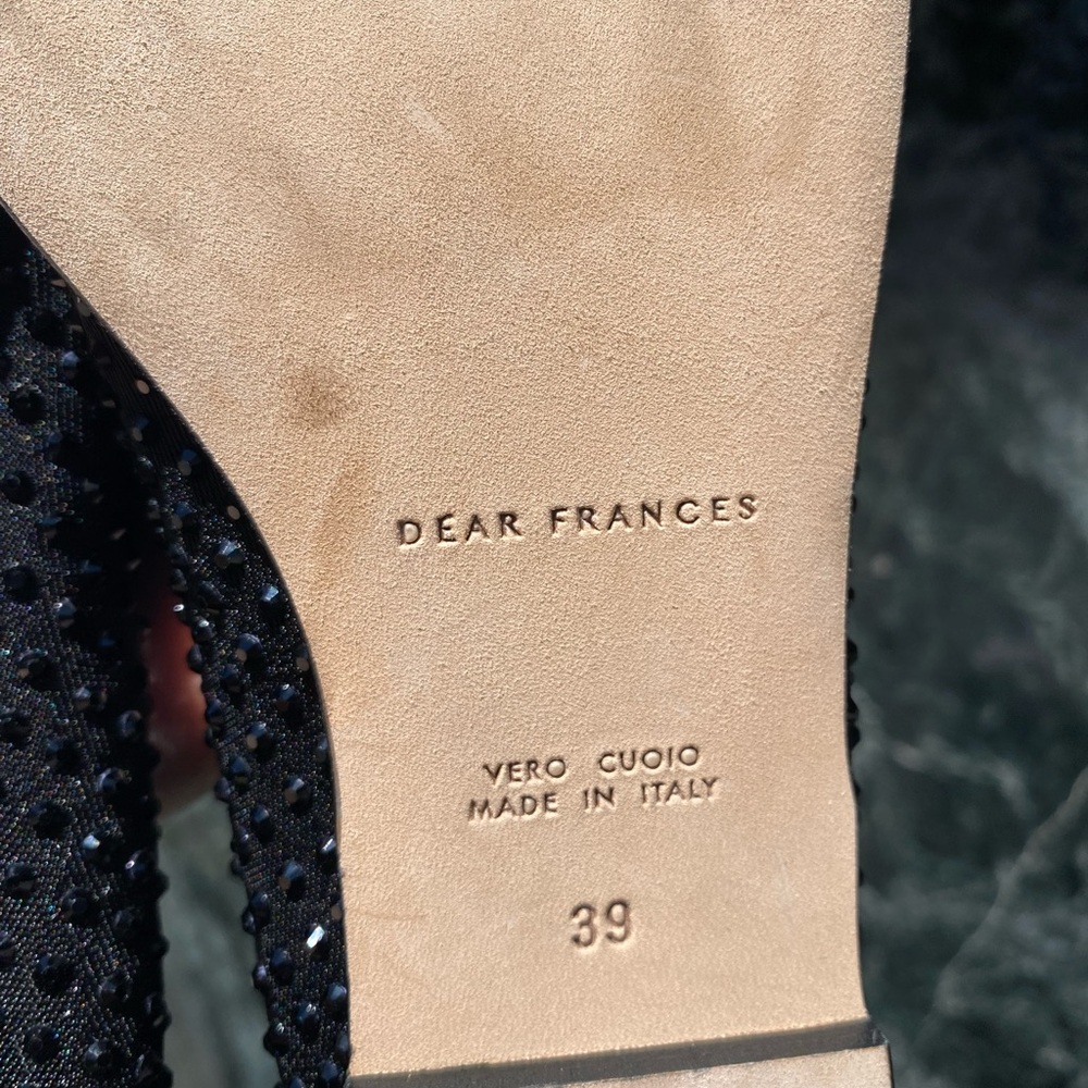 Dear Frances Black Jeweled Slip-On Flats